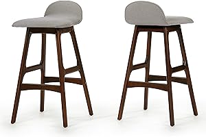 Christopher Knight Home Anatoli Fabric Barstools, 2-Pcs Set, Light Gray