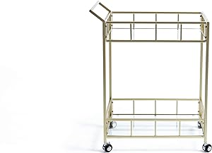 Christopher Knight Home Louise Indoor Industrial Modern Iron and Glass Bar Cart, Gold