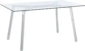 Christopher Knight Home Zavier Tempered Glass Dining Table, Clear : Chrome